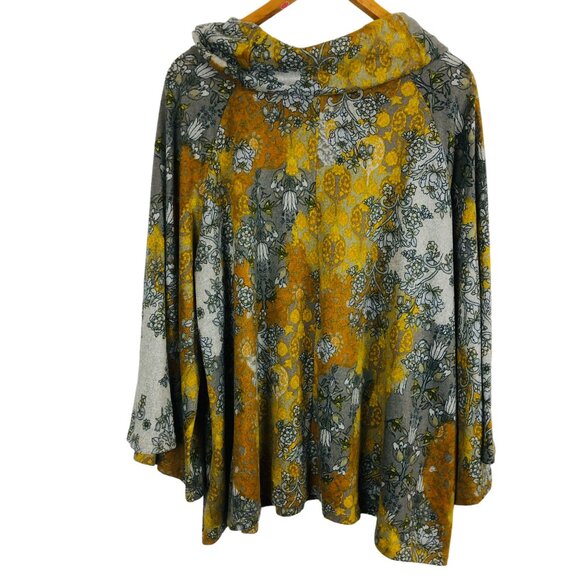 Fig & Flower Cowl Neck Patterned Tunic Top Sz 3X Multicolored Floral Wide Sleeve - Picture 7 of 10
